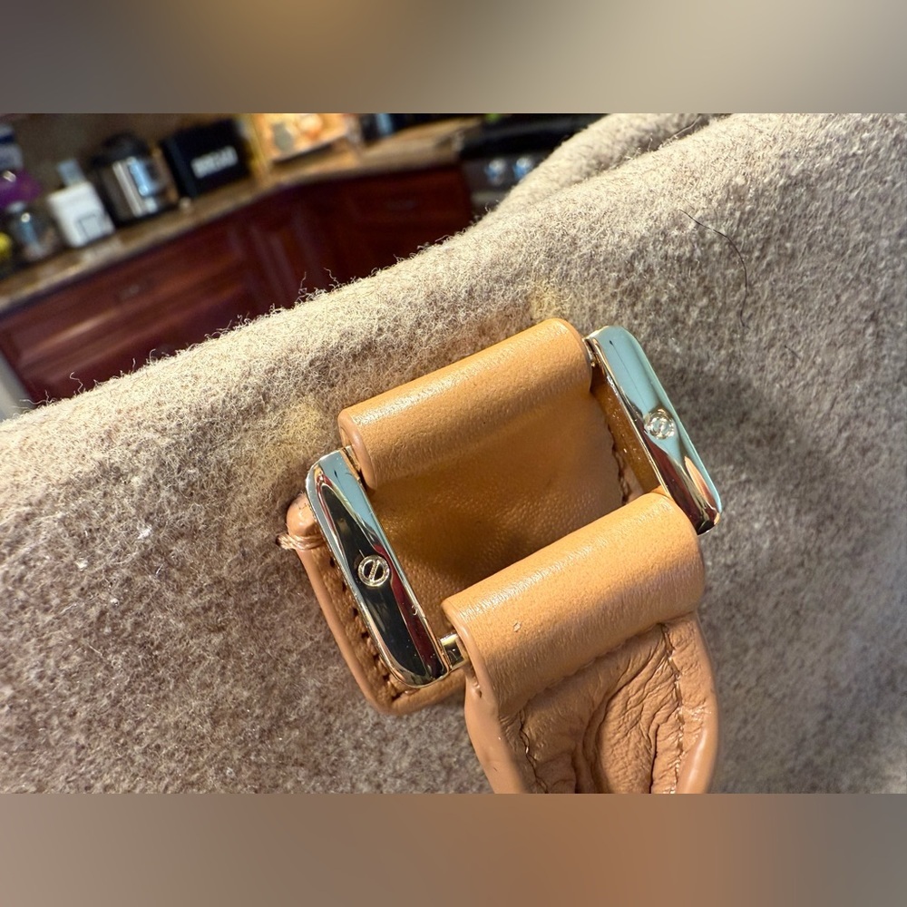 Tory Burch Dana Grayish Beige Wool/Leather Tote Bag Purse - Picture 3 of 16